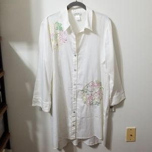 Vintage Natori embroidered button down